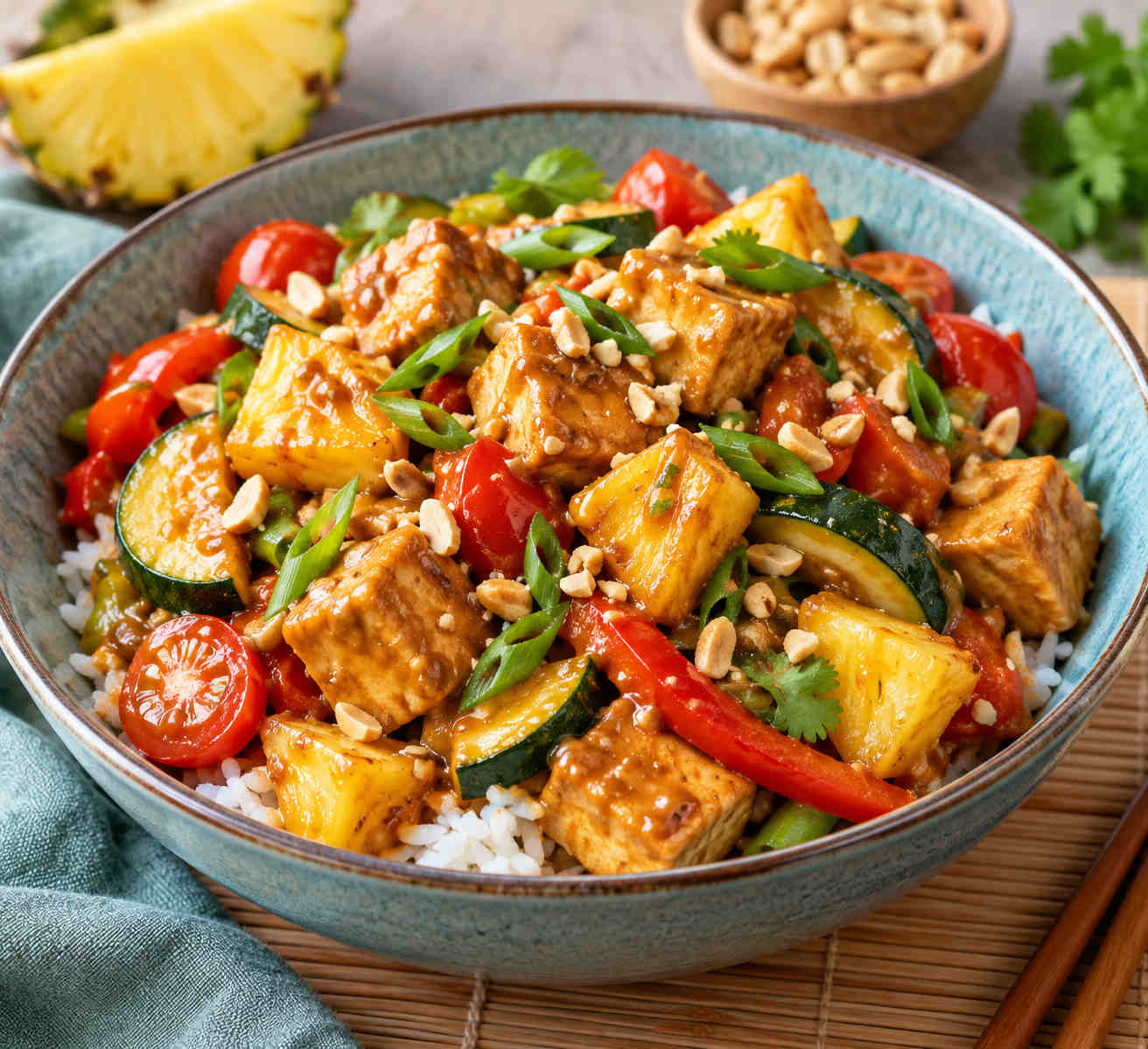 Tofu Pineapple Satay Stir fray