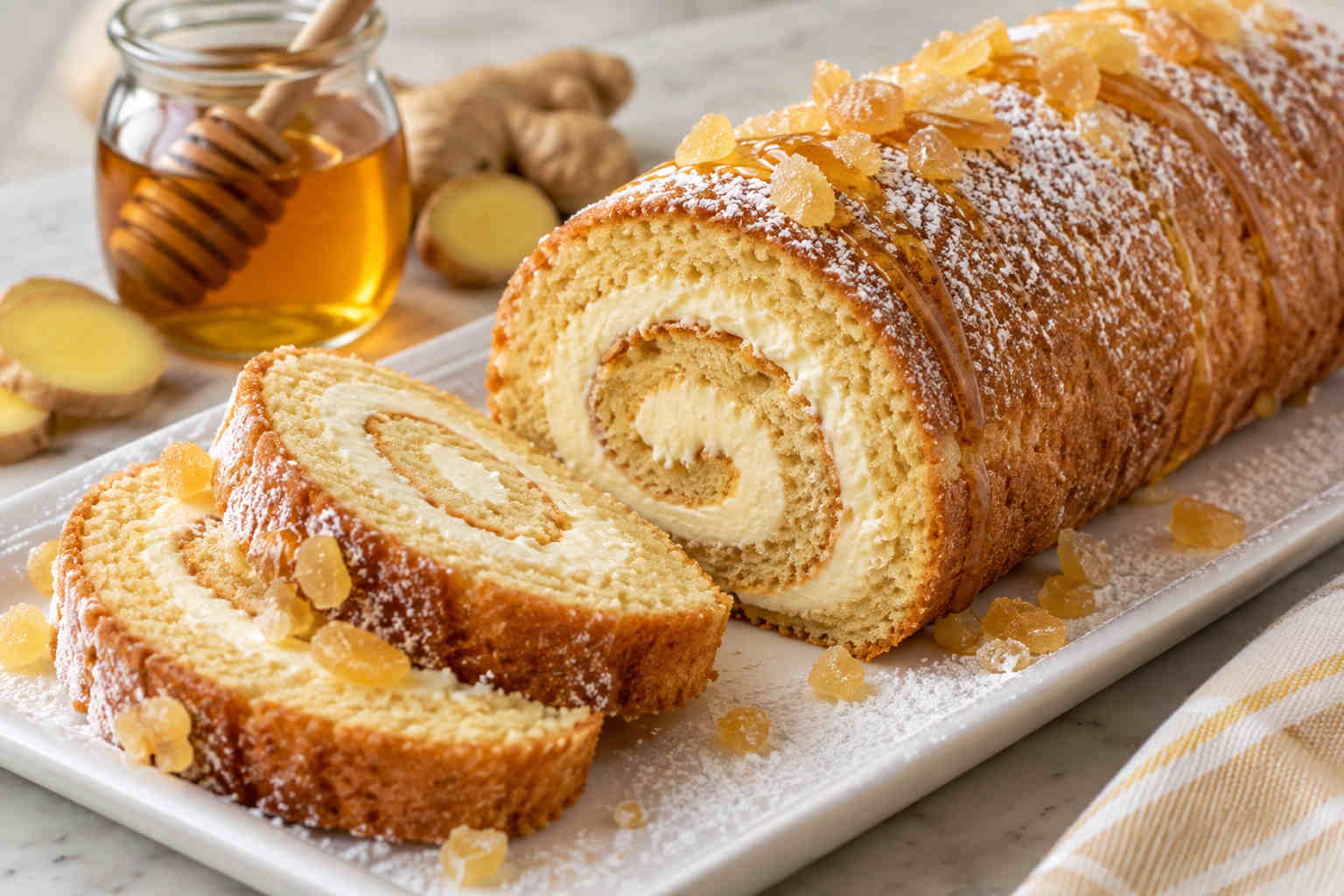 honey and ginger roulade