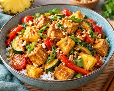 Tofu Pineapple Satay Stir fray